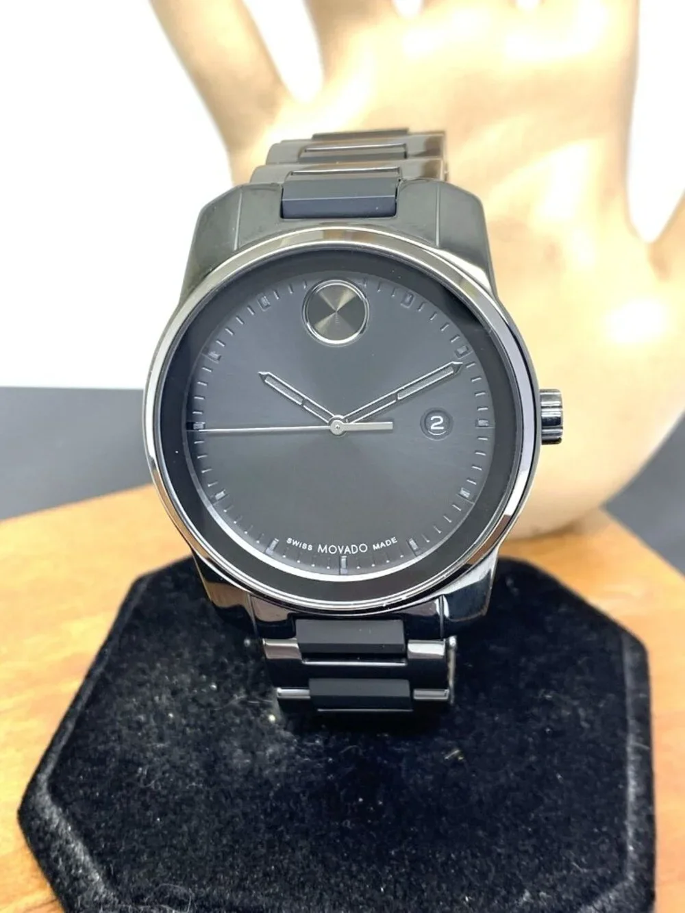 Movado Men's Watch Bold Verso Gray Dial Swiss Quartz Black Ceramic Steel 42mm